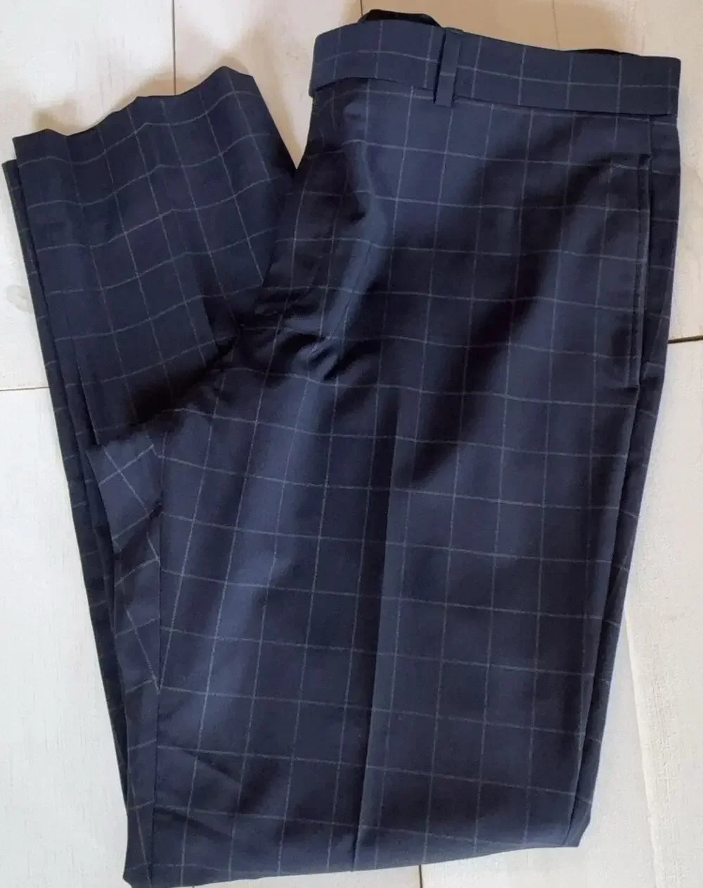 Brooks Brothers Dress Pants Mens 38x32 Navy Check Stretch Wool Blend Business - Picture 1 of 15